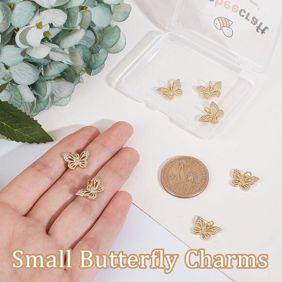 Delicate 10Pcs Butterfly Charms - 18K Gold Plated for Stunning Jewelry Creations - Picture 2 of 7